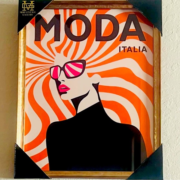 Mod Vintage Gallery Moda Italia Fashion Italy Print Glass Framed - Picture 1 of 1